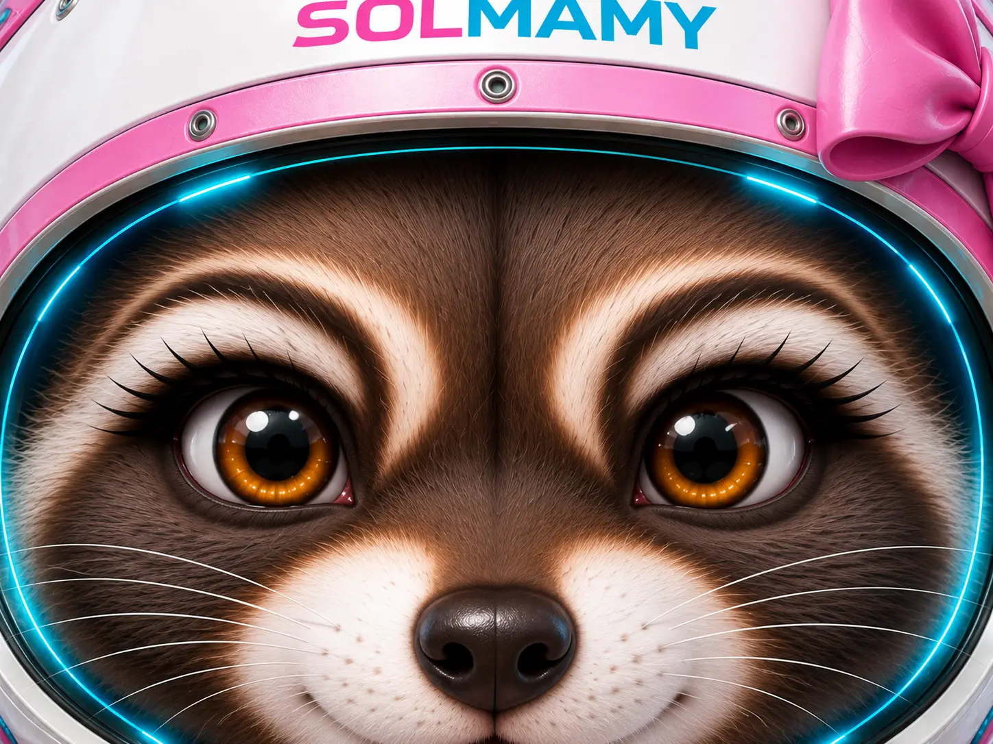 Sol Mamy, close-up on helmet, face, and membrane